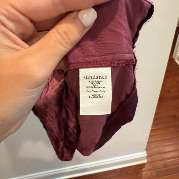 Sundance Womens Plum Olivia A Line Dress XS Velvet V Neck Pullover Short Sleeve - Picture 6 of 6